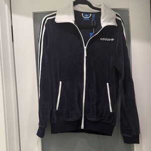 Unisex Adidas Dark Blue Jacket with White Details